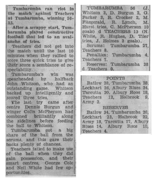 1971 15 Teachers v Tumbarumba 2