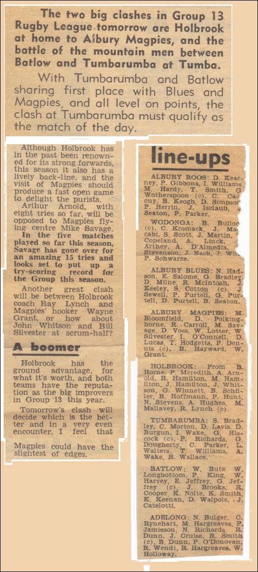 1975 R6 Magpies v Holbrook